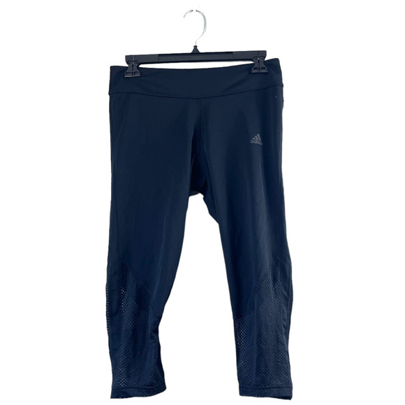 Women's Black Mesh Adidas Running Capris M - Picture 1 of 6